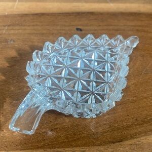 Small cut glass leaf bowls shaped trinket holder
